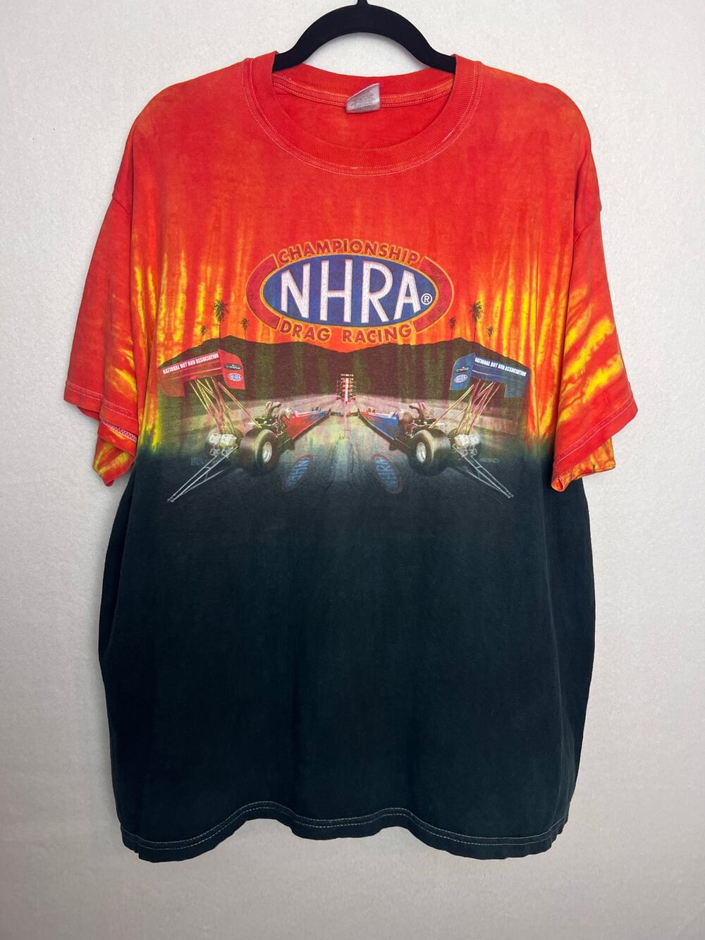 Jerzees Vintage NHRA Drag Racing Two Toned Tie Dye Short Sleeve T-Shirt Size 2X